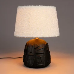 Tafellamp zwart met wit boucle - Dutchbone Renzo