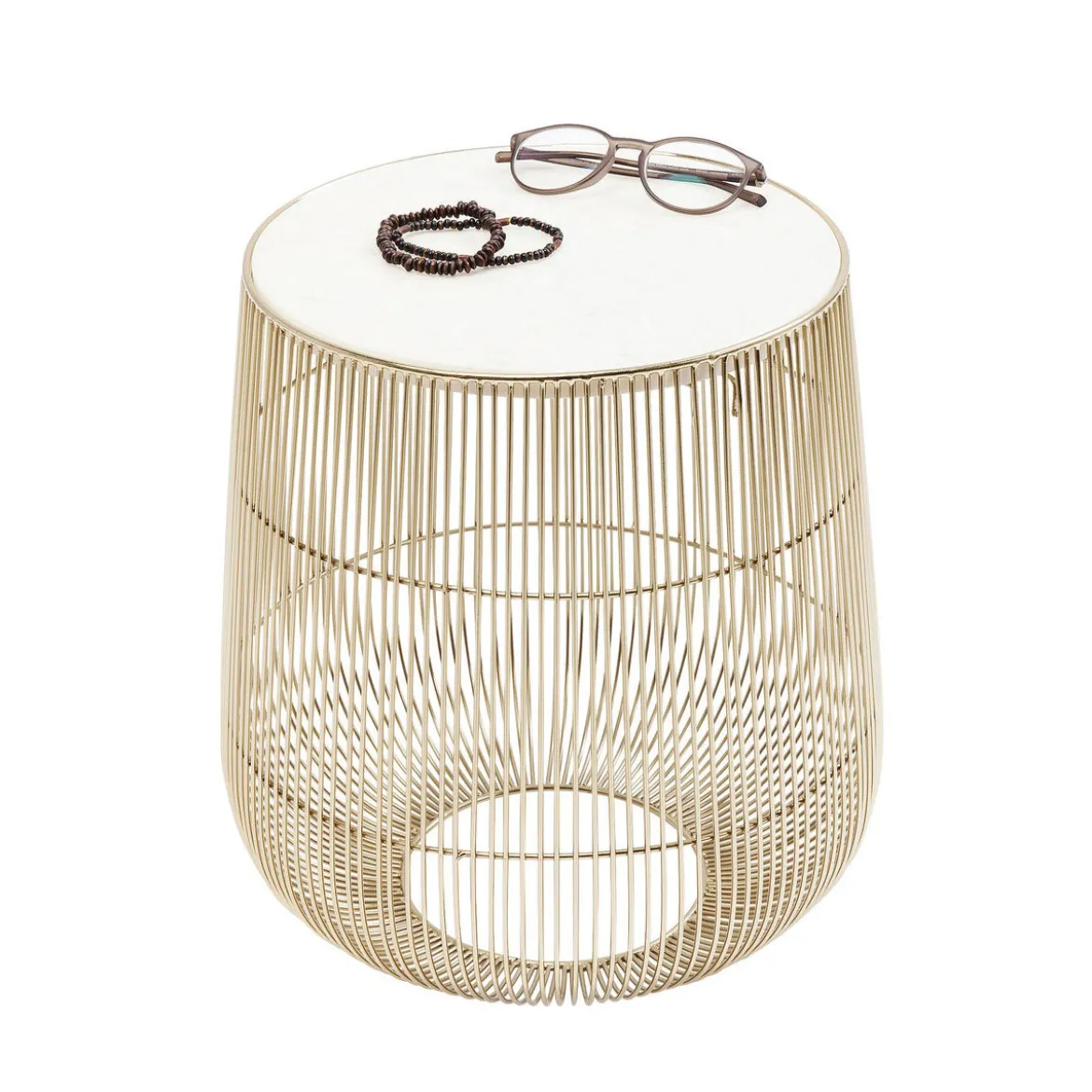 Tafeltje goud met wit marmer - Kare Design Beam White