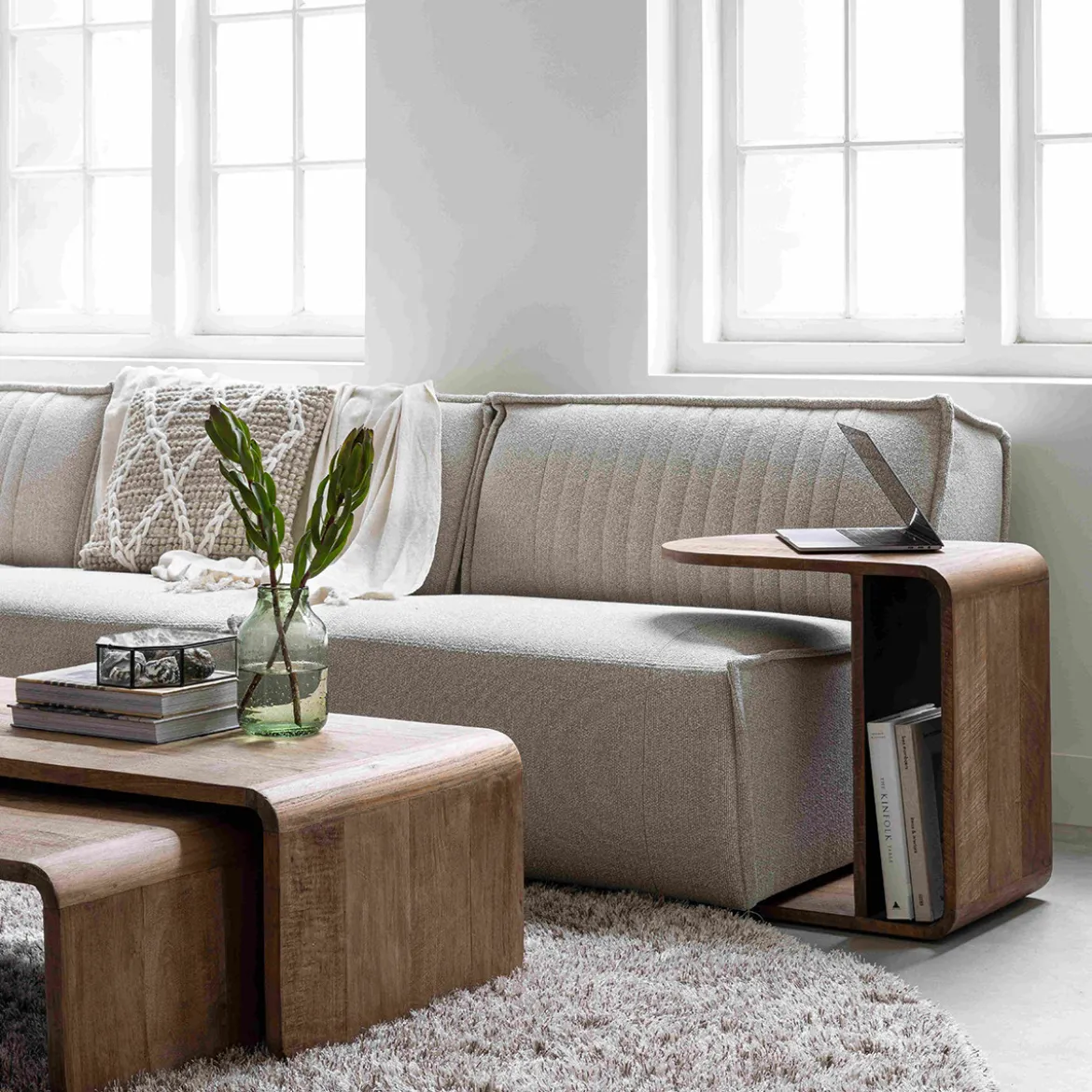 Teak bijzettafel ronde hoeken - DTP Home Evo