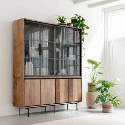 Teak buffetkast met zwarte binnenkant 180 cm - DTP Home Metropole