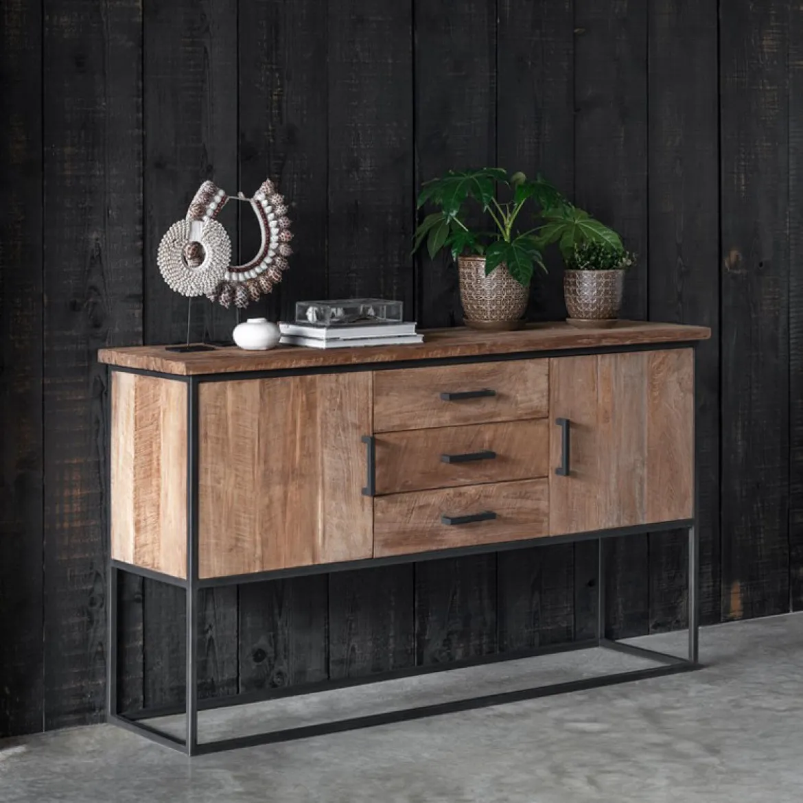 Teak dressoir industrieel design - DTP Home Timeless Beam