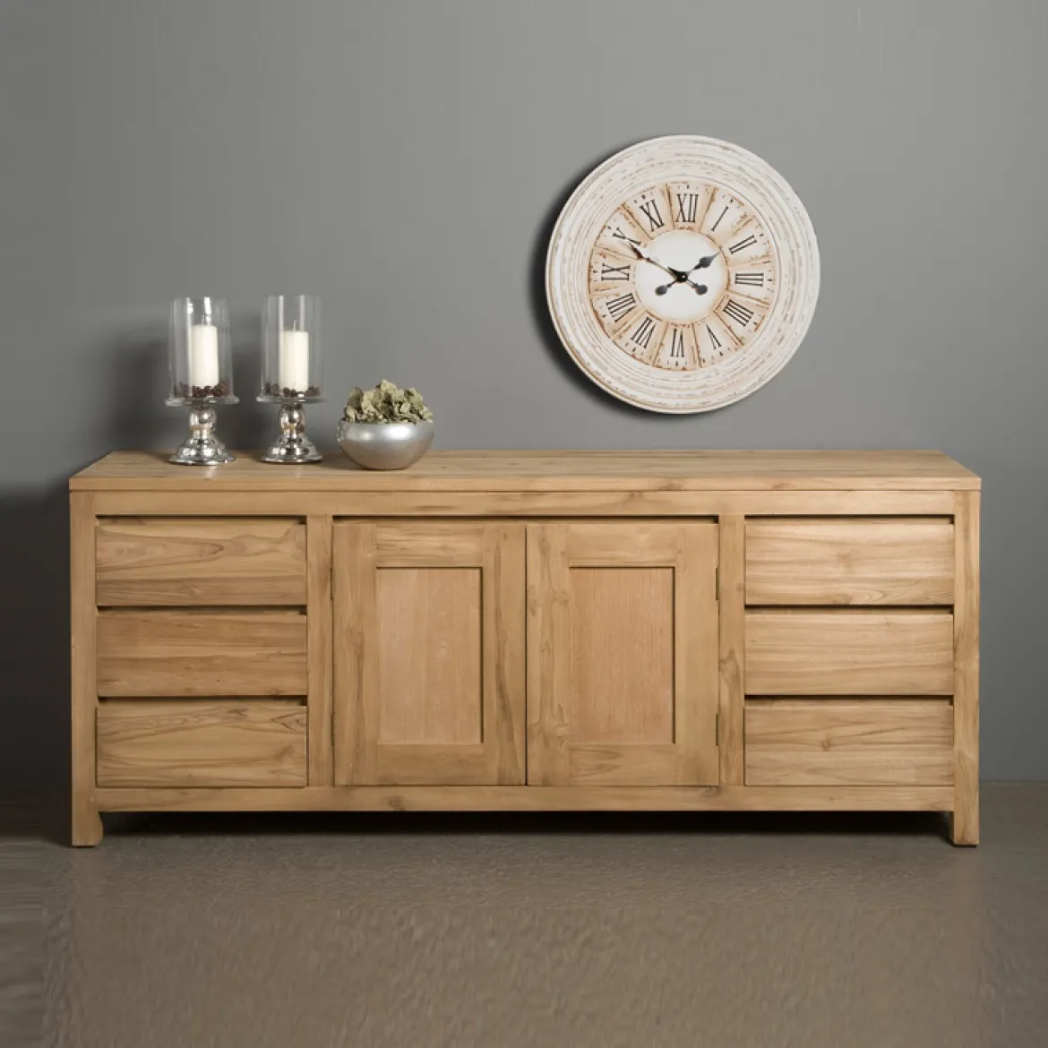 Teak hout dressoir onbehandeld 180 cm - Tower Living Corona