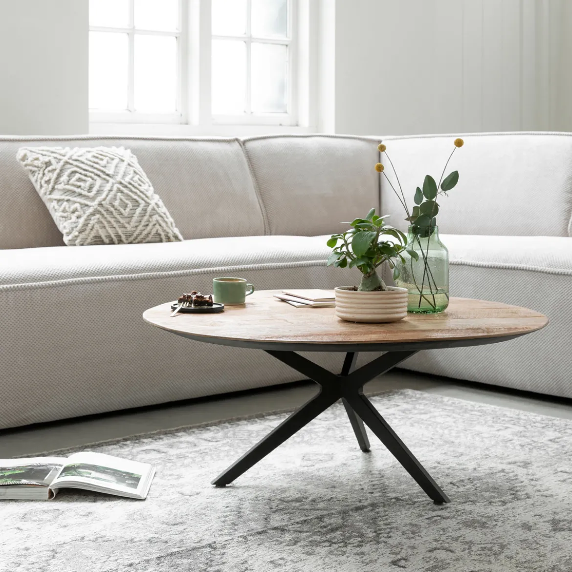 Teakhouten salontafel rond - DTP Home Metropole