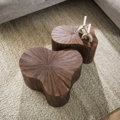 Teak salontafelset met ribbels - Giani Maya Teak Shamrock