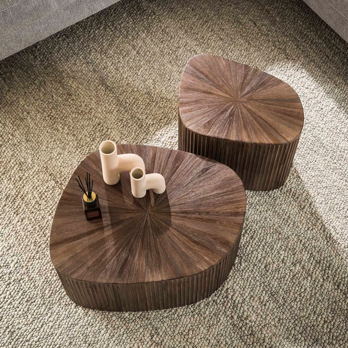 Teak salontafelset met ribbels - Giani Maya Teak Square