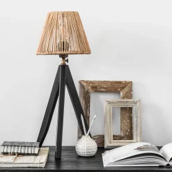 Teak tafellamp met rotan - Must Living Montecristo