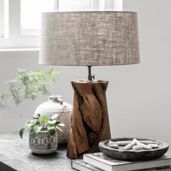 Teak tafellamp - Must Living Jungle White