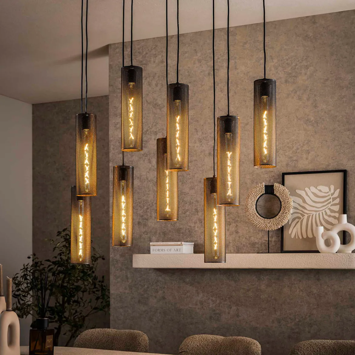 Trapse eettafel lamp metaalgaas zwart - Santa Tube Mesh
