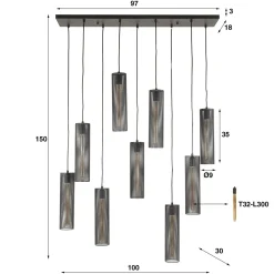 Trapse eettafel lamp metaalgaas zwart - Santa Tube Mesh