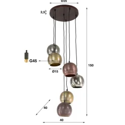 Trapse hanglamp metalen bollen - Santa Josh