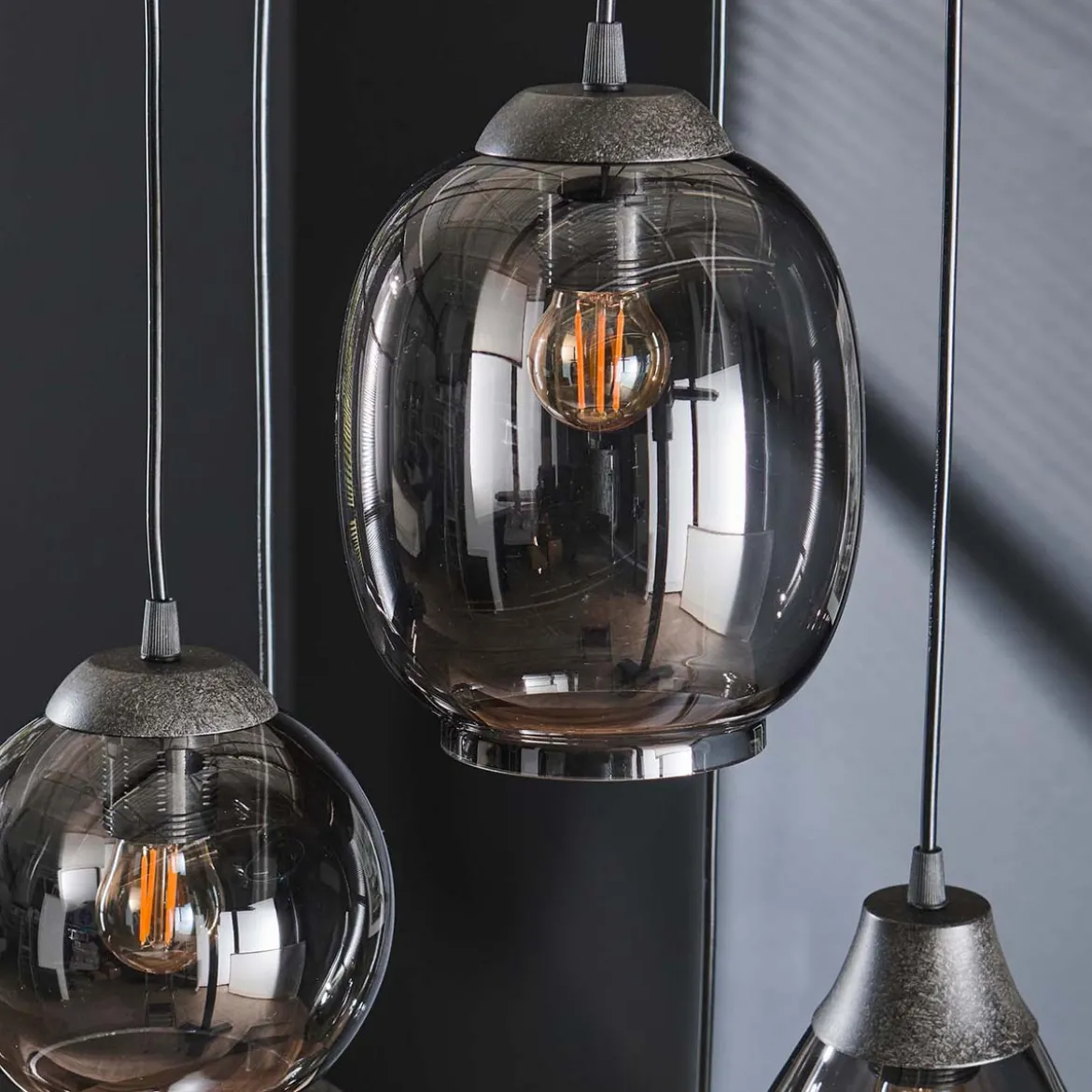 Trapse hanglamp met glazen kappen - Santa Mix
