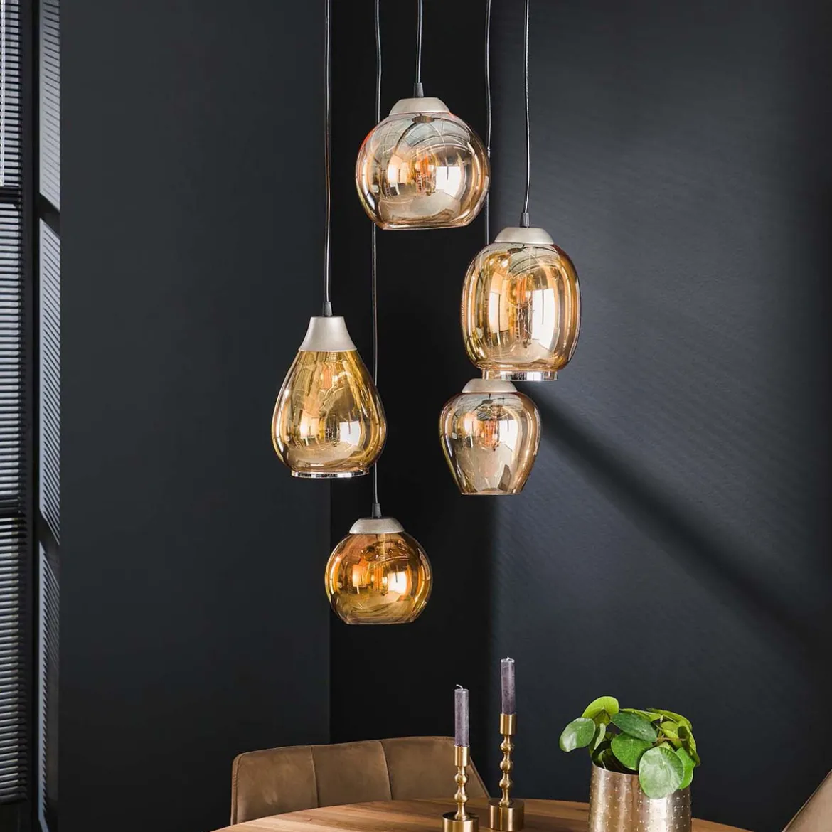 Trapse hanglamp met glazen kappen - Santa Mix