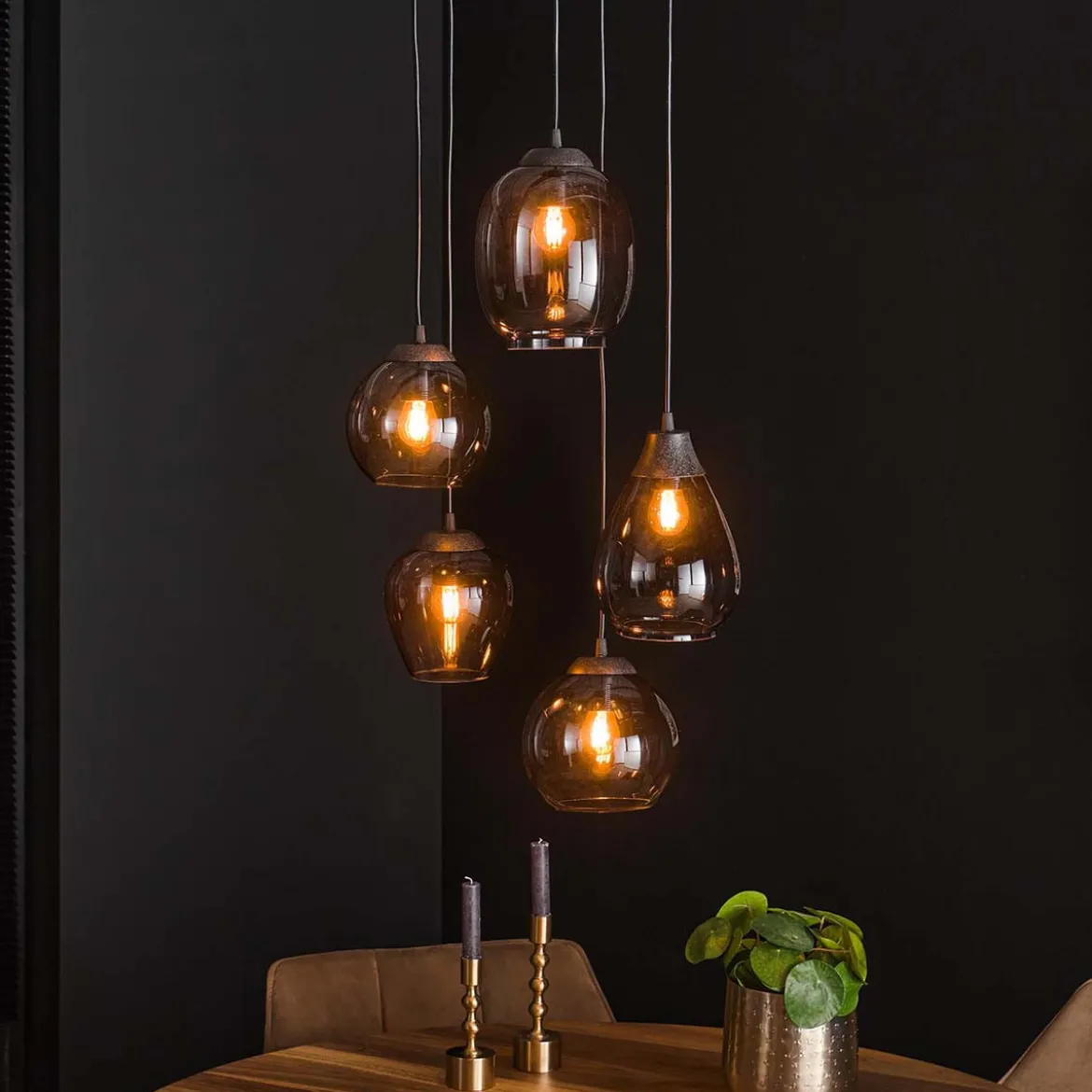 Trapse hanglamp met glazen kappen - Santa Mix