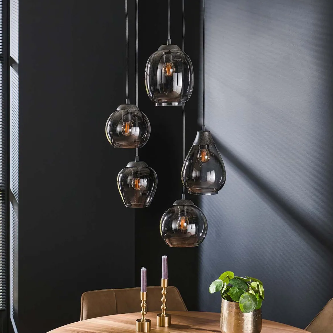 Trapse hanglamp met glazen kappen - Santa Mix