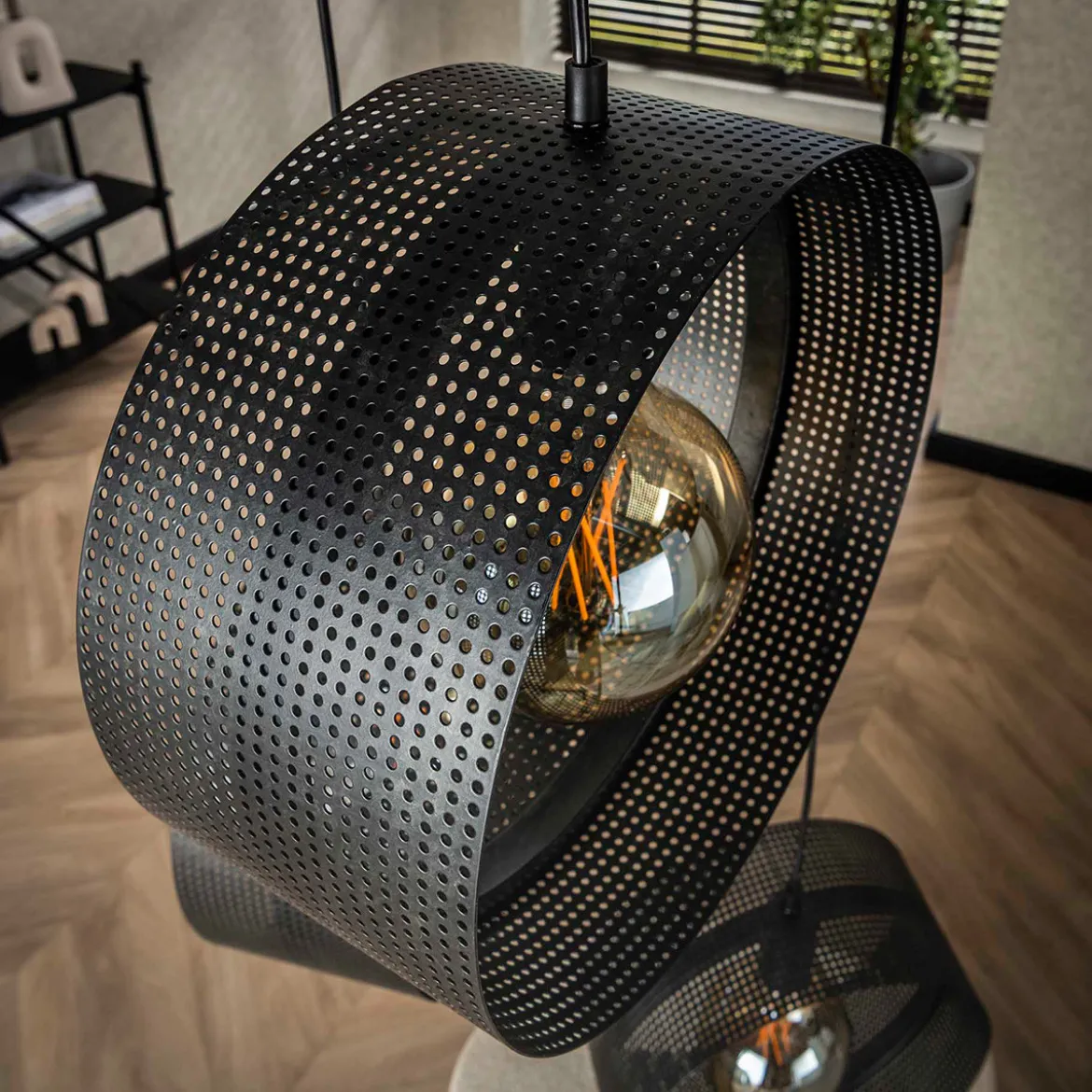 Trapse hanglamp rond metaal gaas - Santa Ring