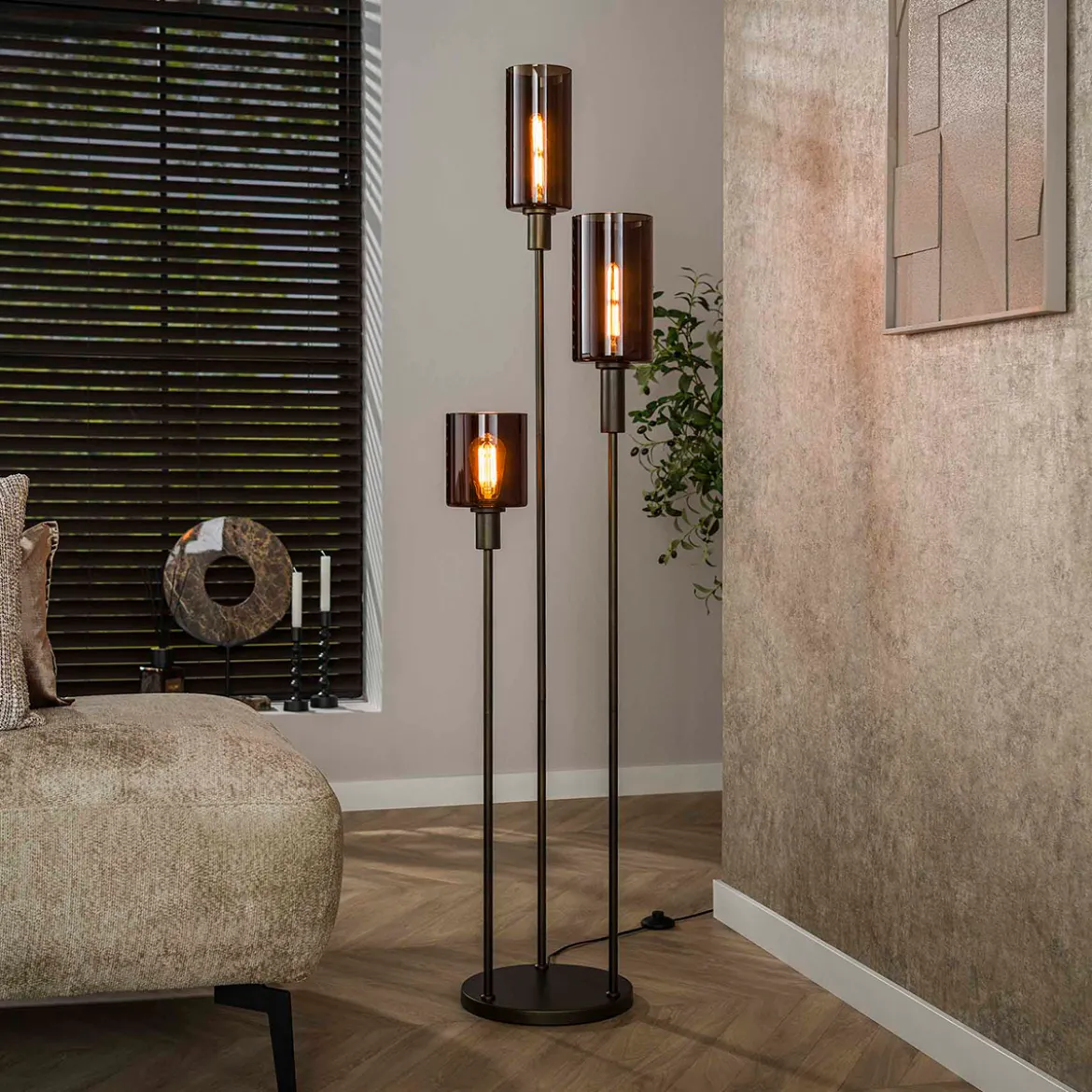 Trapse vloerlamp brons - Santa Sepiora