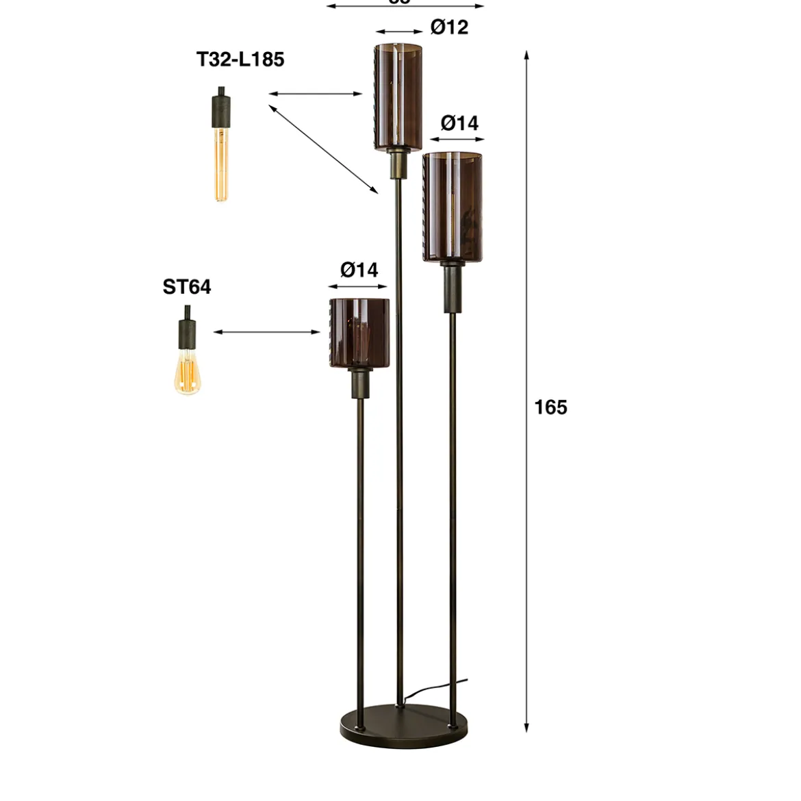 Trapse vloerlamp brons - Santa Sepiora
