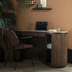 Travertin bureau met ribbel hout - Eleonora Mari