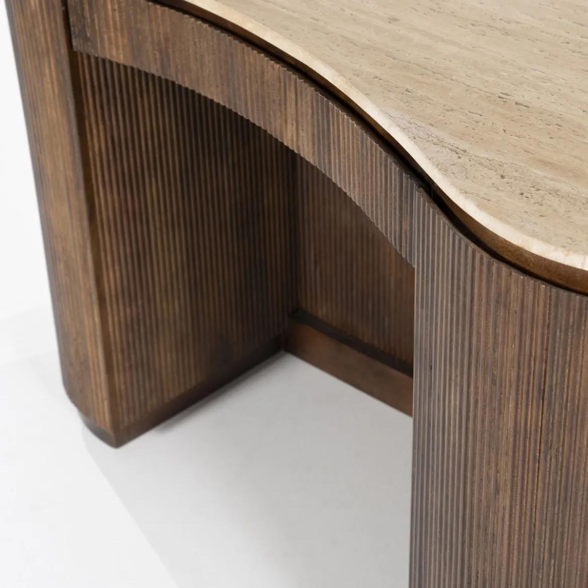 Travertin bureau met ribbel hout - Eleonora Mari
