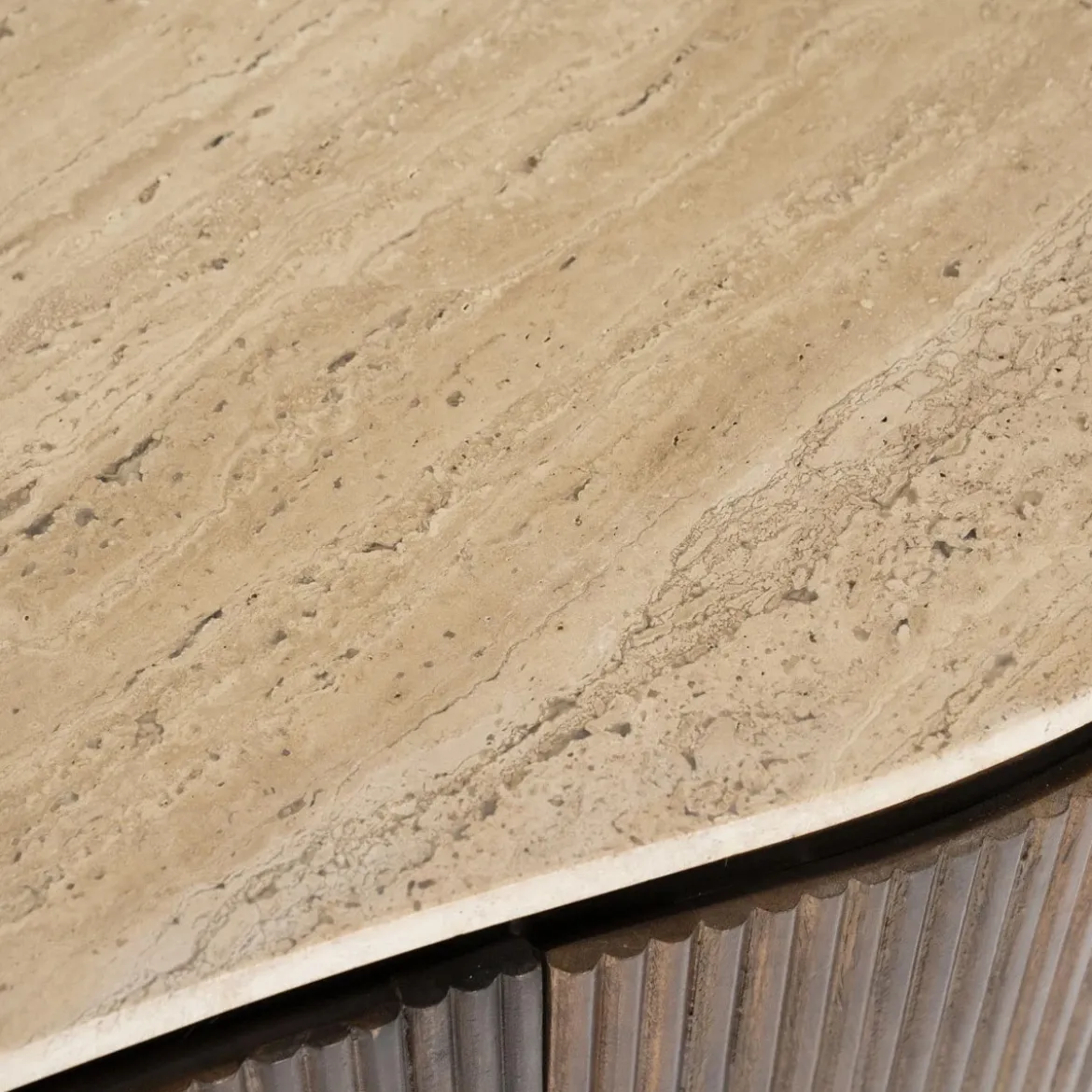 Travertin bureau met ribbel hout - Eleonora Mari