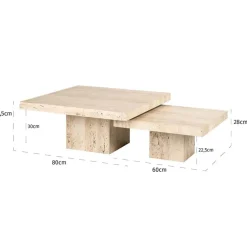 Travertin salontafel set vierkant - Richmond Interiors La Cantera