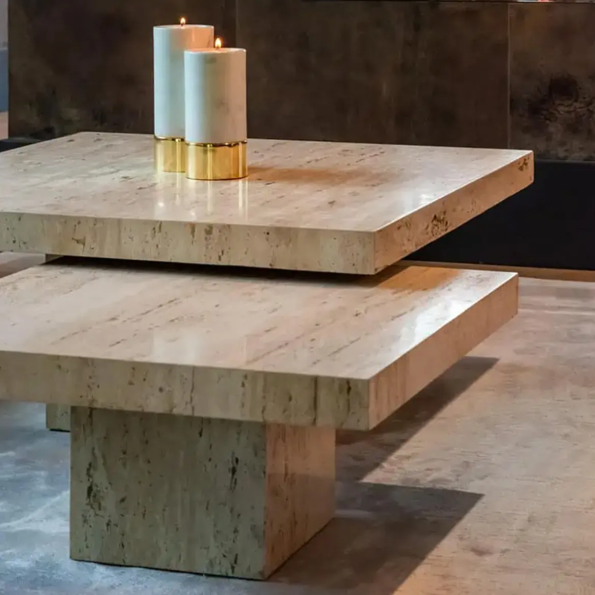 Travertin salontafel set vierkant - Richmond Interiors La Cantera