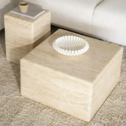 Travertin salontafel vierkant - Eleonora Donta