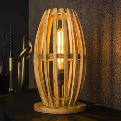 Trendy tafellamp mangohout - Santa Orbit