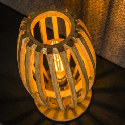 Trendy tafellamp mangohout - Santa Orbit
