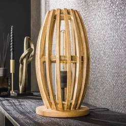 Trendy tafellamp mangohout - Santa Orbit