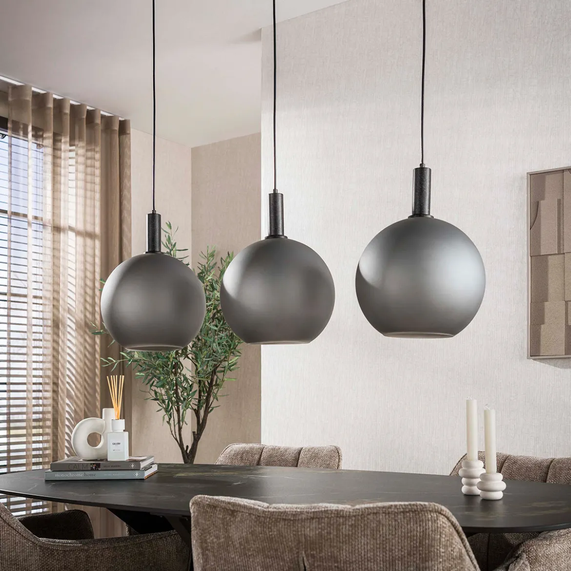 Trio matglazen hanglamp - Santa Bubble Frosted