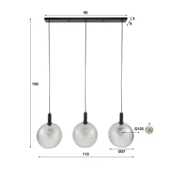 Trio matglazen hanglamp - Santa Bubble Frosted