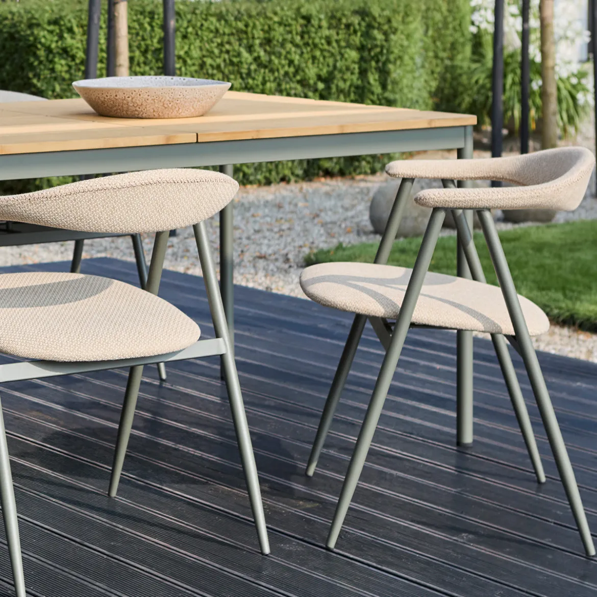 Tuinset 6 persoons teak en aluminium - Brafab Nox/Boi Set