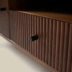 Tv-meubel 160 cm ribbel hout bruin - Bodio Mirah