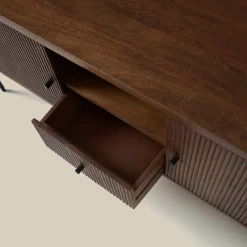 Tv-meubel 160 cm ribbel hout bruin - Bodio Mirah