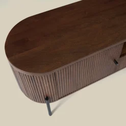 Tv-meubel 160 cm ribbel hout bruin - Bodio Mirah