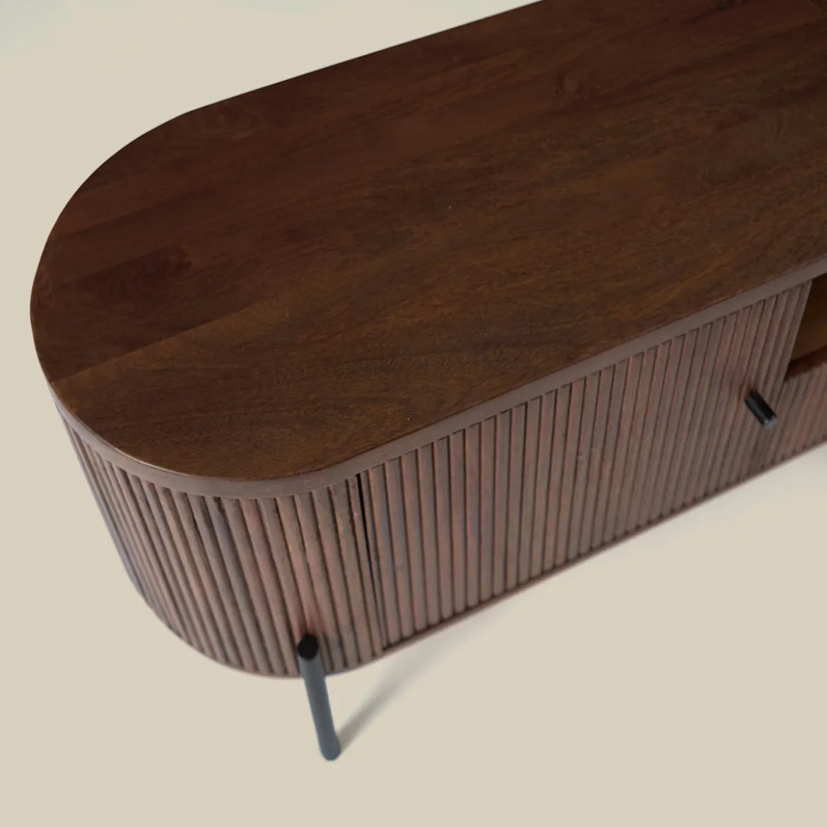 Tv-meubel 160 cm ribbel hout bruin - Bodio Mirah