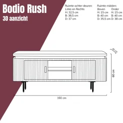 Tv-meubel goud met ribbels - Bodio Rush