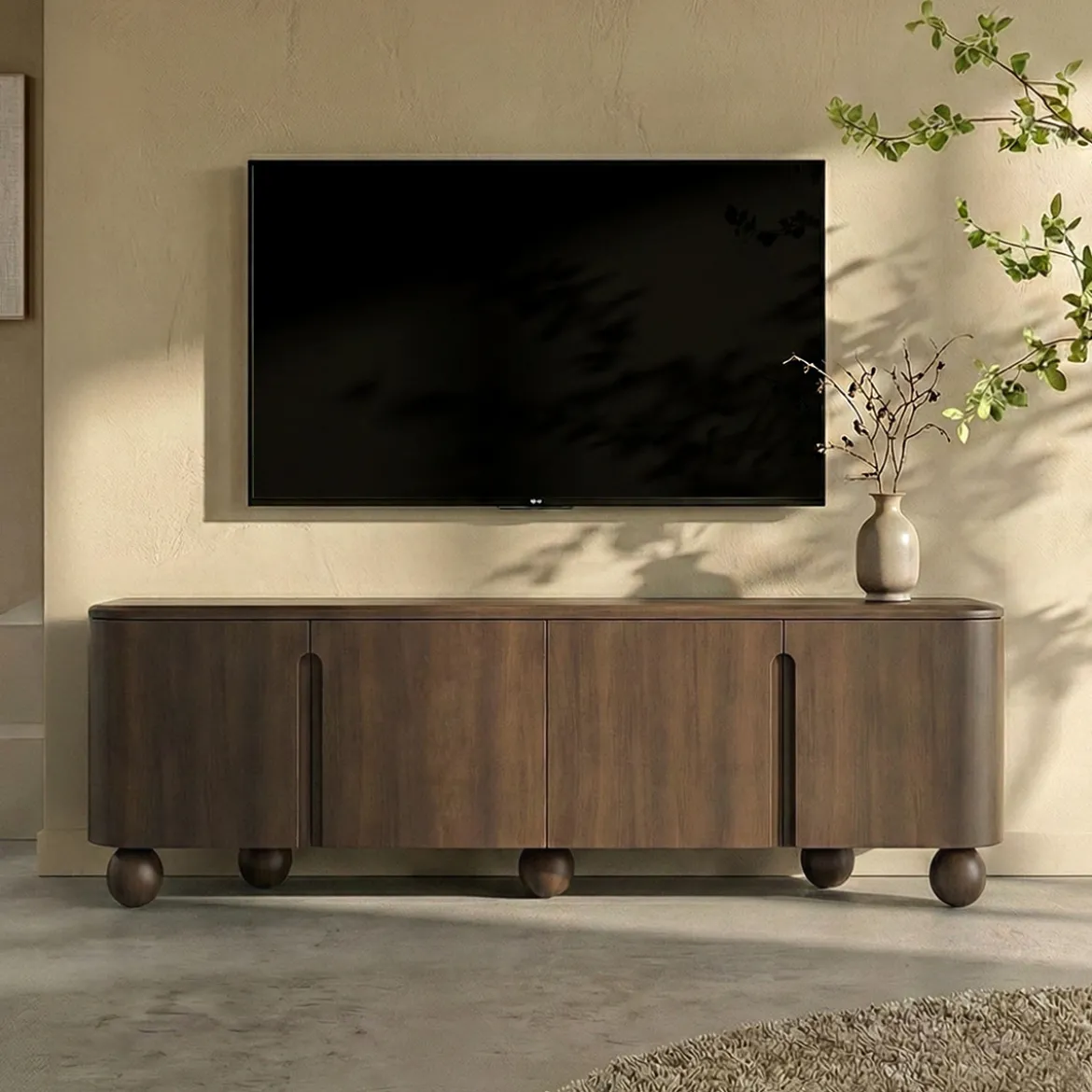 Tv-meubel hout met bolpoten - Bodio Dakota