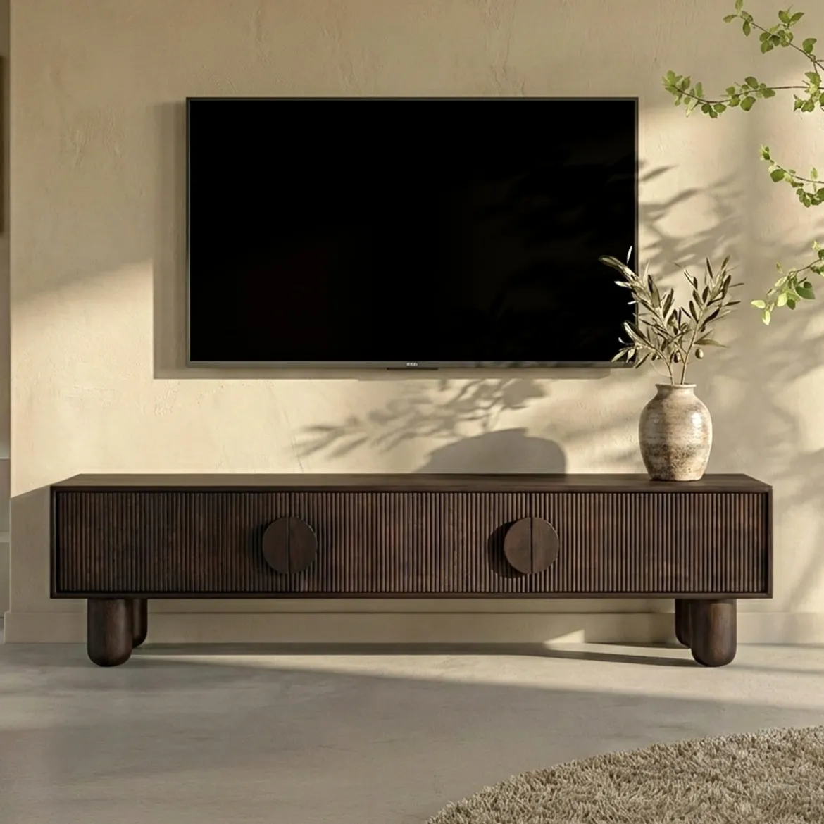 Tv-meubel hout met ribbels - Bodio Kamari