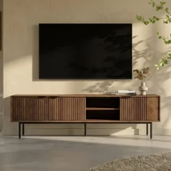 Tv-meubel hout met ribbels (staand/hangend) 180 cm - Bodio Clark