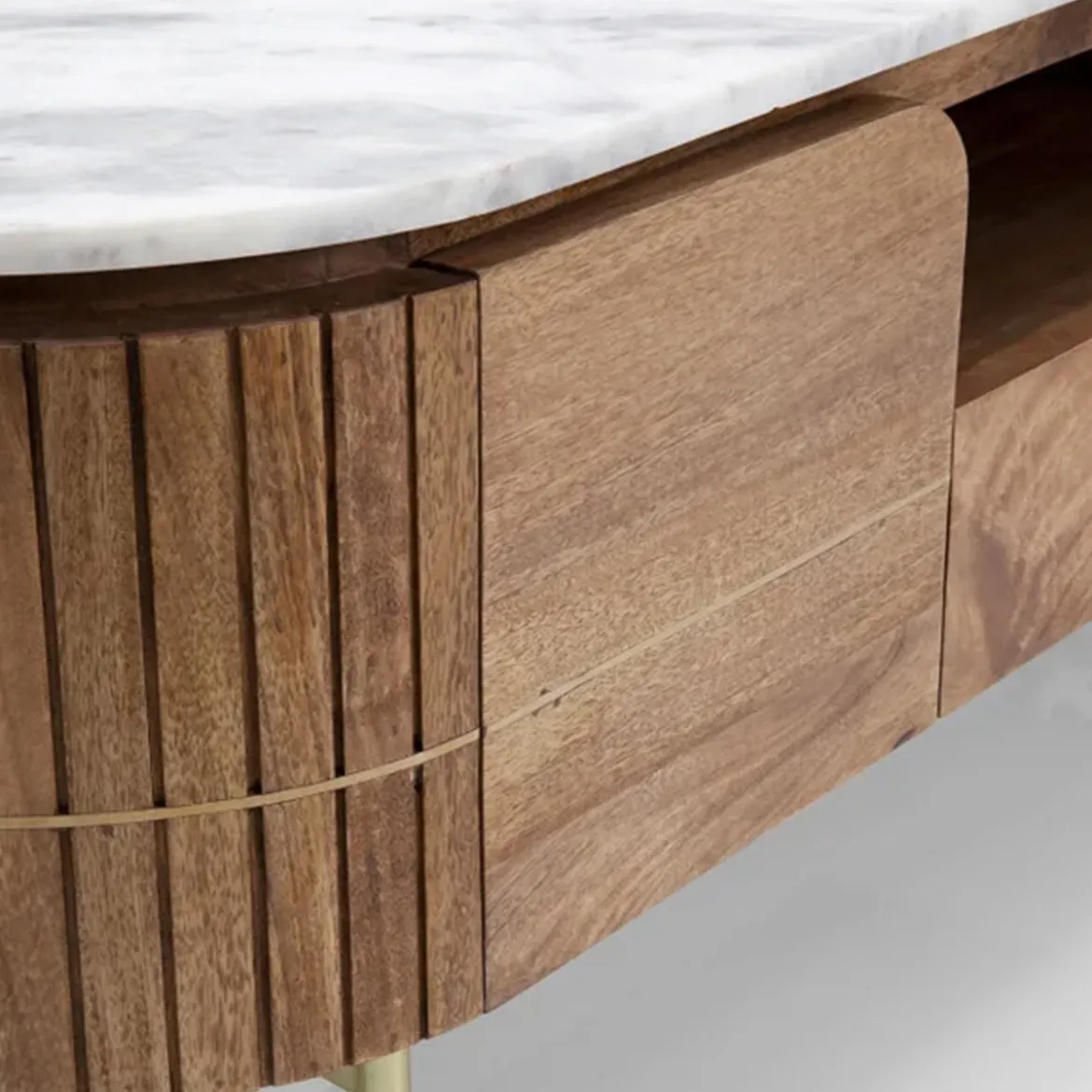 Tv-meubel mangohout en marmer - Kare Design Grace
