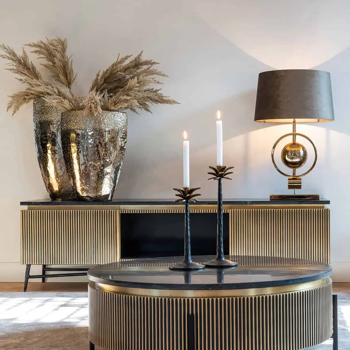 Tv-meubel messing en marmer - Richmond Interiors Ironville