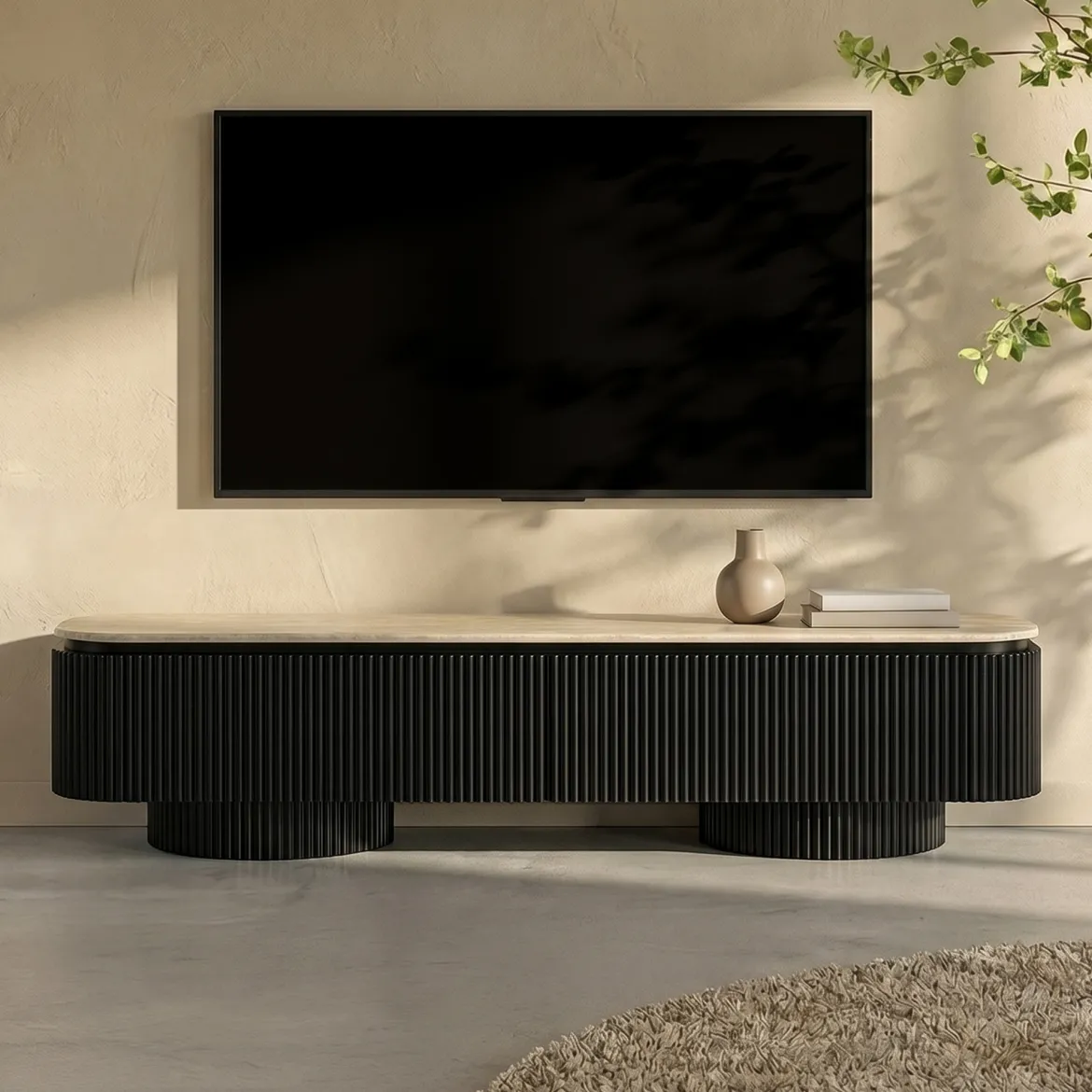 TV meubel met travertin - Bodio Kanso