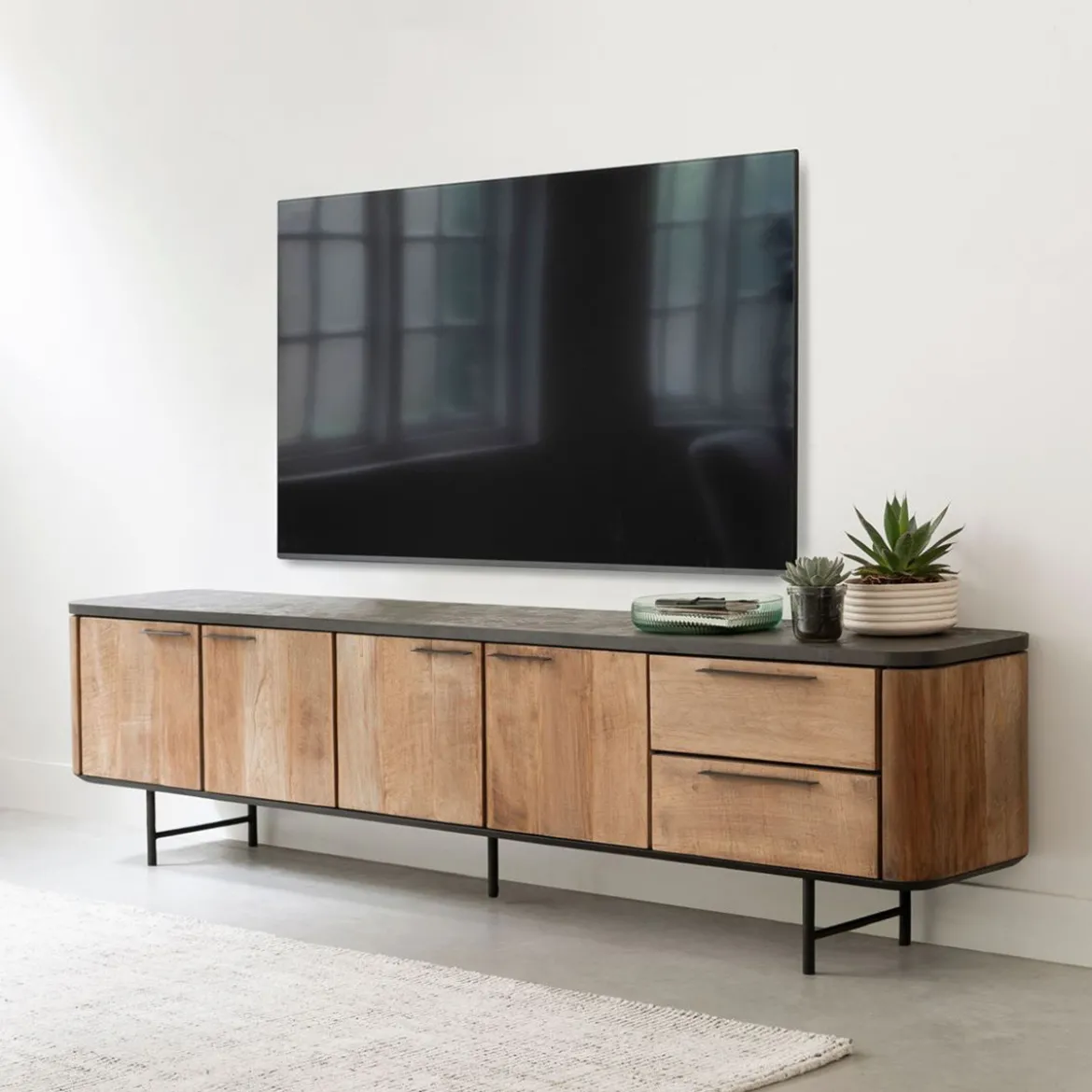 Tv-meubel teak hout met mortex - DTP Home Soho