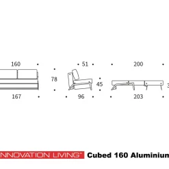 Tweepersoons slaapbank 160 - Innovation Living Cubed 160 Aluminium