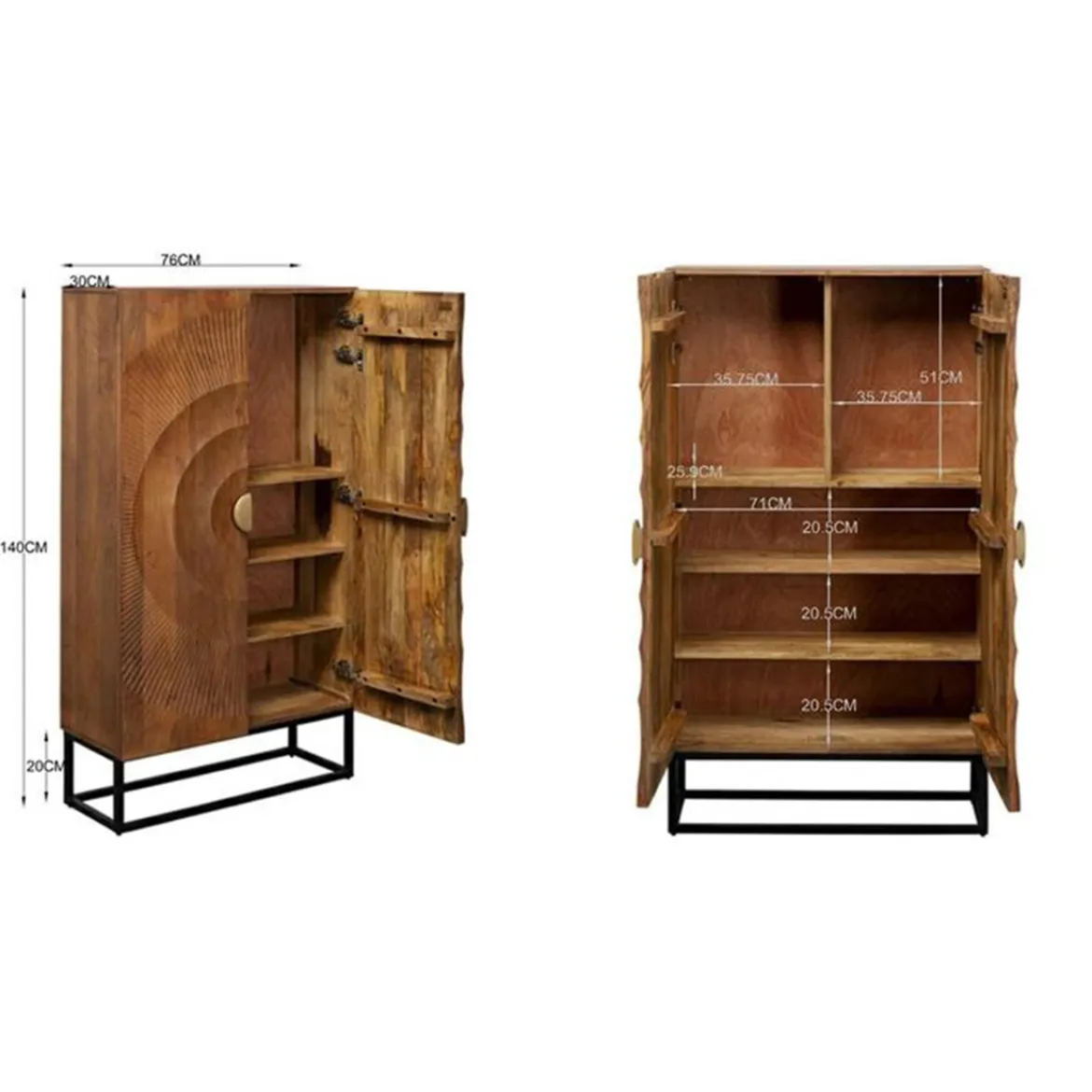 Unieke kast met houtsnijwerk deuren - Kare Design Madeira Bright