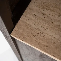 Vakkenkast donker hout met travertin blad - Eleonora Lio
