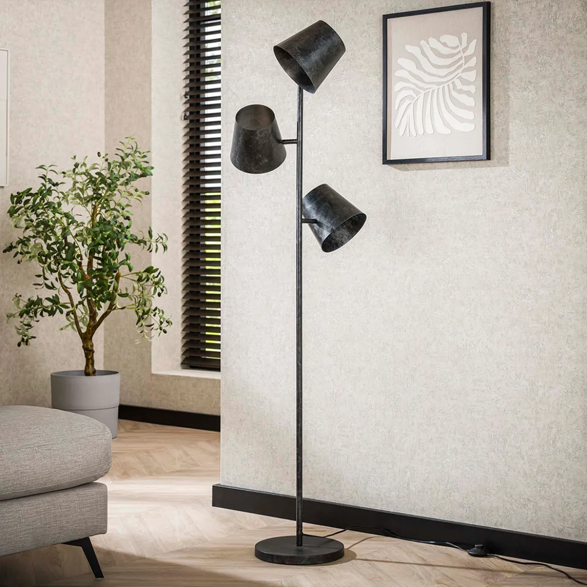 Verstelbare vloerlamp industrieel - Santa Kinetic