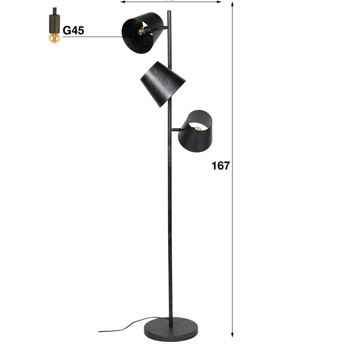 Verstelbare vloerlamp industrieel - Santa Kinetic